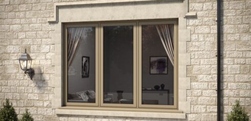 Optio 58BW Flush House CGI Cotswold Stone Facade Stone Window Optio 58BW Flush House CGI Cotswold Stone Facade Stone Window