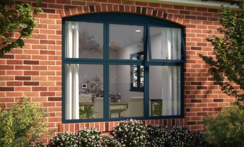 Optio 58BW Flush House CGI Red Brick Navy Window Optio 58BW Flush House CGI Red Brick Navy Window